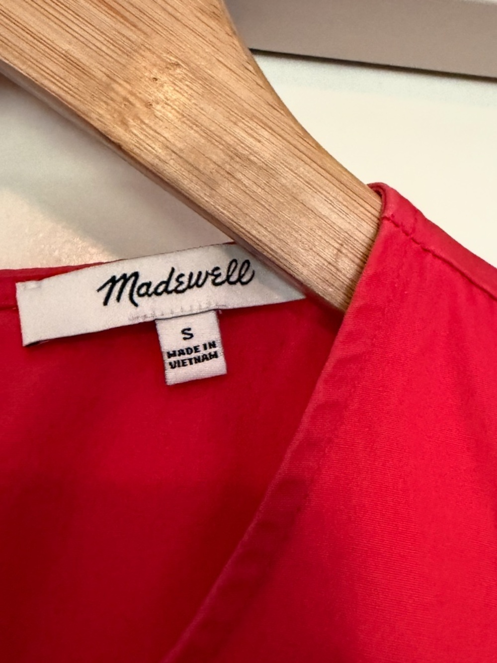 Madewell Cattail Tiered Midi Dress Cotton red Sz. Small - Picture 6 of 6